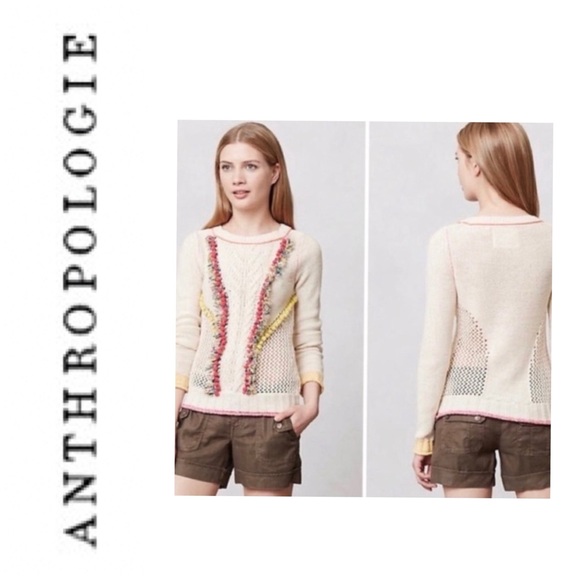 Anthropologie Sweaters - ANTHROPOLOGIE Angel Of The North‎ Sweater Sz S Pom Poms Fringe Long
Sleeves BOHO